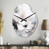 Delicate Grey Flowers V - Asymmetric Metal Wall Clock