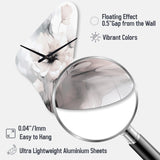 Soft Light Grey Flowers I - Asymmetric Metal Wall Clock