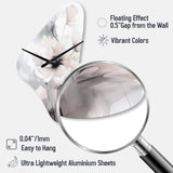 Soft Light Grey Flowers I - Asymmetric Metal Wall Clock