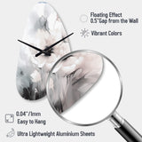 Soft Light Grey Flowers I - Asymmetric Metal Wall Clock