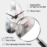 Soft Light Grey Flowers I - Asymmetric Metal Wall Clock