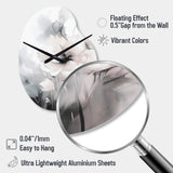 Soft Light Grey Flowers I - Asymmetric Metal Wall Clock