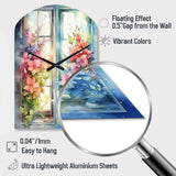 Window Of Floral Blooms I - Asymmetric Metal Wall Clock
