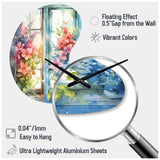 Window Of Floral Blooms I - Asymmetric Metal Wall Clock
