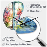 Window Of Floral Blooms I - Asymmetric Metal Wall Clock