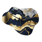 Blue And Gold Mesmerizing Marble Abstraction I - Asymmetric Metal Wall Clock