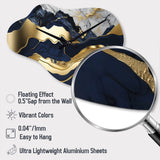 Blue And Gold Mesmerizing Marble Abstraction I - Asymmetric Metal Wall Clock