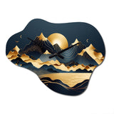 Gold Minimalist Mountains II - Asymmetric Metal Wall Clock