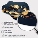 Gold Minimalist Mountains II - Asymmetric Metal Wall Clock