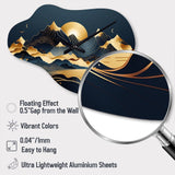 Gold Minimalist Mountains II - Asymmetric Metal Wall Clock