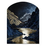 Gold Frosted River And Mountain III - Asymmetric Metal Wall Clock