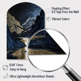Gold Frosted River And Mountain III - Asymmetric Metal Wall Clock