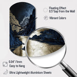 Gold Frosted River And Mountain III - Asymmetric Metal Wall Clock