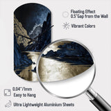 Gold Frosted River And Mountain III - Asymmetric Metal Wall Clock