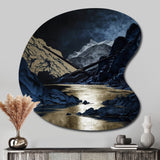 Gold Frosted River And Mountain III - Asymmetric Metal Wall Clock