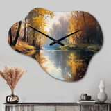 Whimsical River And Forest IV - Asymmetric Metal Wall Clock