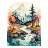 Colored Mountains And River III - Asymmetric Metal Wall Clock