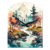 Colored Mountains And River III - Asymmetric Metal Wall Clock