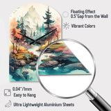Colored Mountains And River III - Asymmetric Metal Wall Clock