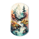 Colored Mountains And River III - Asymmetric Metal Wall Clock