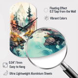 Colored Mountains And River III - Asymmetric Metal Wall Clock