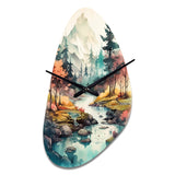 Colored Mountains And River III - Asymmetric Metal Wall Clock