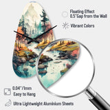 Colored Mountains And River III - Asymmetric Metal Wall Clock