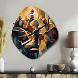 Female Jazz Performer And Band II - Asymmetric Metal Wall Clock