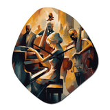 Female Jazz Performer And Band II - Asymmetric Metal Wall Clock