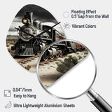 Train On The Track I - Asymmetric Metal Wall Clock
