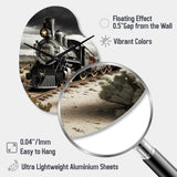 Train On The Track I - Asymmetric Metal Wall Clock