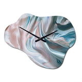 Pink Blue Dancing Colors II - Asymmetric Metal Wall Clock
