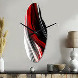 Red Black Infinite Ripples I - Asymmetric Metal Wall Clock