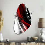 Red Black Infinite Ripples I - Asymmetric Metal Wall Clock
