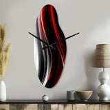 Red Black Infinite Ripples II - Asymmetric Metal Wall Clock