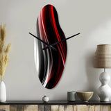 Red Black Infinite Ripples II - Asymmetric Metal Wall Clock