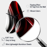 Red Black Infinite Ripples II - Asymmetric Metal Wall Clock