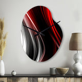 Red Black Infinite Ripples II - Asymmetric Metal Wall Clock