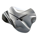 White Black Contemplative Abstraction - Asymmetric Metal Wall Clock