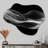 Black White Contemplative Abstraction I - Asymmetric Metal Wall Clock
