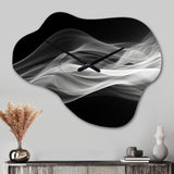 Black White Contemplative Abstraction II - Asymmetric Metal Wall Clock
