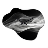 Black White Contemplative Abstraction II - Asymmetric Metal Wall Clock