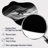 Black White Contemplative Abstraction II - Asymmetric Metal Wall Clock
