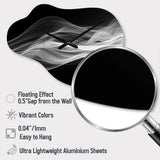 Black White Contemplative Abstraction II - Asymmetric Metal Wall Clock