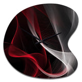 Red Black Contemplative Abstraction I - Asymmetric Metal Wall Clock