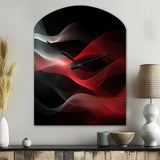 Red Black Contemplative Abstraction II - Asymmetric Metal Wall Clock