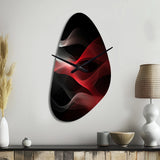 Red Black Contemplative Abstraction II - Asymmetric Metal Wall Clock