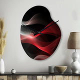 Red Black Contemplative Abstraction II - Asymmetric Metal Wall Clock
