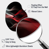 Red Black Contemplative Abstraction II - Asymmetric Metal Wall Clock