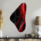 Red Black Contemplative Abstraction V - Asymmetric Metal Wall Clock